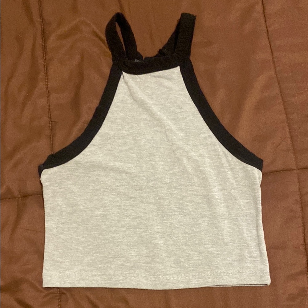 Gray and Black Women's Halter Top